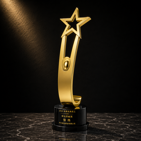Gold Ribbon Star Award - custom acrylic awards with your logo
